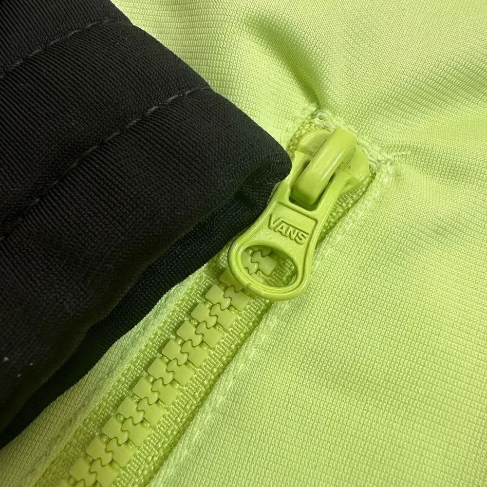 Vans Winner's Circle “Off the Wall”‎ Track Zip Jacket Size S Neon Green Black